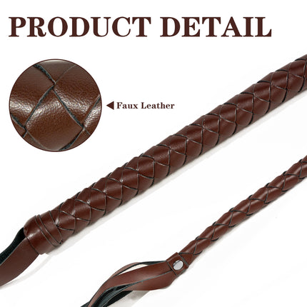 U-Goforst Brown Whip Indiana Whip Cat Woman Whip Costume Fake Bull Whip PU Leather Lion Tamer Cowboy Whip Toy Prop for Adults Ladies