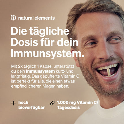 Vitamin C - 360 Capsules - High dosage with 1000mg + 15mg zinc - Plant-fermented &amp; buffered (pH-neutral, acid-free, gentle on the stomach) - Laboratory-tested, vegan, and produced in Germany