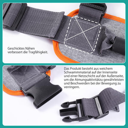 Patient Transfer Belt - Paralyzed Persons Body Lifting Aids - Orange-Gray Transfer Belts for Seniors with 7 Handles and Removable Leg Straps - Walking Safety Assistance Device.