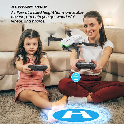 SIMREX Drone with 1080P Camera, One-Key Takeoff Drone, Waypoint Flying, Auto-Follow, 3D Flip, 3 Speeds, Remote Control Drone for Kids and Adults, White