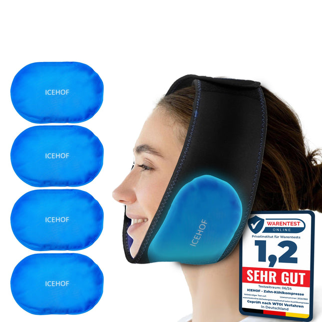 ICEHOF Cooling Pads Wisdom Teeth (4x) Large - With soft fabric for more cooling after dental surgery - Cooling pack wisdom tooth cooling compress cooling pads face