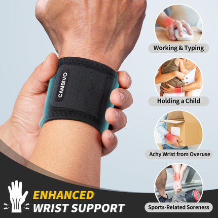 CAMBIVO Wrist Wraps Strength Training, 2 Pack Adjustable Wrist Support Wrist Wrap for Fitness, Gym, Sports Protection