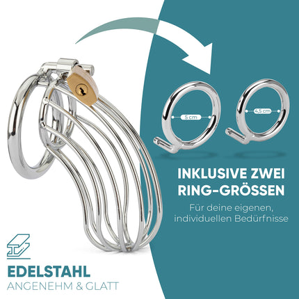 Ivomaa Penis Cage | Chastity Cage Male Metal | Chastity Cage Men Extreme | Chastity Belt for Men | Penis Cage for Men | Chastity Belt, Cock Cage made of Stainless Steel, Chastity for Men