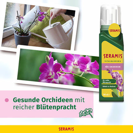 Seramis Vital Food for Orchids, 200 ml – Fertilizer for optimal growth of orchids, liquid fertilizer with practical dosing aid 4.5 x 4.5 x 17.6 cm, yellow