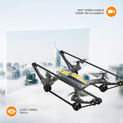 X-TANKCOPTER Hybrid Quadcopter - Tank - Drone, HD Camera, Smartphone App, VR Glasses FPV, 2.4 GHz, Children's Toy, Remote Control