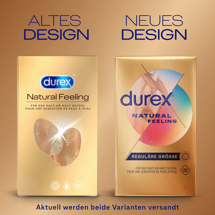 Durex Natural Feeling Condoms – Latex-free condoms made from Real Feel material and with an anatomical Easy-On shape – 14-pack (1 x 14 pieces)