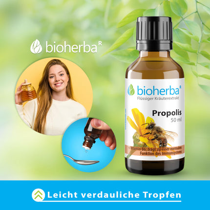Propolis drops alcohol-free – 50 ml tincture with vitamin B6 – herbal food supplement from BIOHERBA PZN 17187037