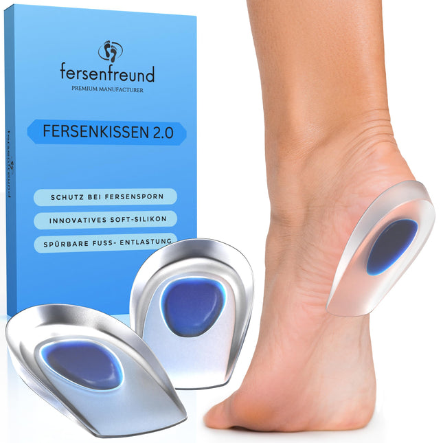 FERSENFREUND© Premium Heel Spur Insoles - NEW 2025 - Heel Cushion Gel Insoles made of 100% GENUINE SILICONE - Heel Wedge Gel Cushion for Shoes Heel Gel Shoe Insoles Heel Cushion Gel Pads (Women)