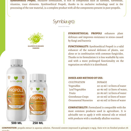 SYMBIOETHICAL - PROPOLIS, Natural Plant Protection Booster, for Organic Farming, Made in Italy, 500 g