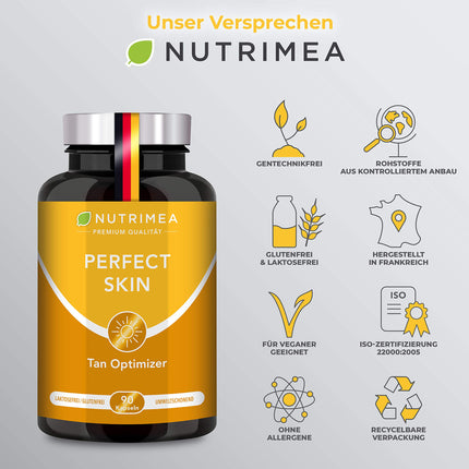 Beta Carotene SUN PLUS Tanning Capsules | 2-in-1 Natural Tan Bronzer PERFECT SKIN | Natural Tan + Skin Protection | VITAMIN AE Antioxidant Self-Tanning Capsules 100% VEGAN Tan Enhancer