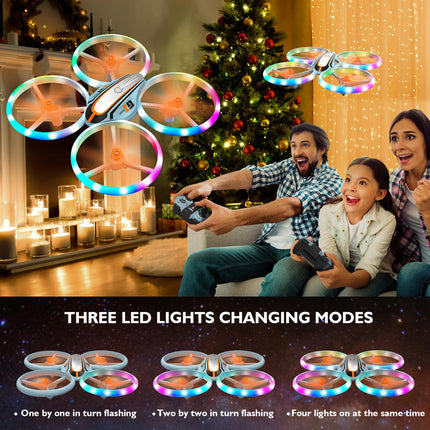 i9 Drone for Kids, RC Quadcopter with LED Lights, Headless Mode, Altitude Hold, 3D Flip and 2 Batteries, Toy Gifts for Boys Girls Beginners