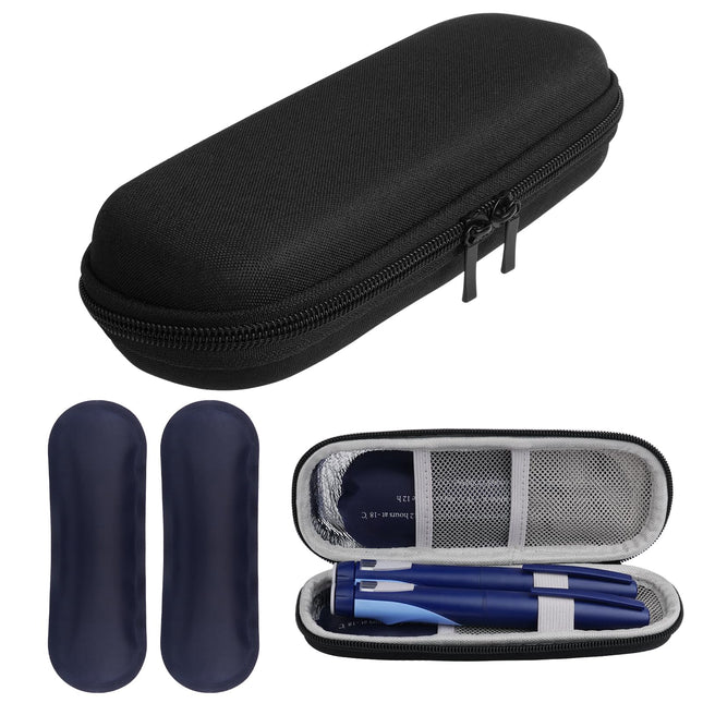 ACWOO Insulin Cooler Bag with 2 Ice Packs, TSA Approved Diabetic Bag for Pen, Diabetic Accessories, Epipen, Syringes, Travel Diabetic Bag, Black