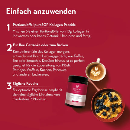 pureSGP Collagen [300g]: Purest pharmacy-grade collagen – Bioactive premium peptides from high-quality collagen hydrolysate. With vitamin C &amp; biotin – Tasteless – Good solubility
