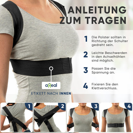 aHeal Back Support Belt &amp; Back Straightener for Men and Women - Posture Corrector Back, Shoulder Strap Posture Corrector, Back Support, Straight Back, Back Pain Relief - Size 4 Black