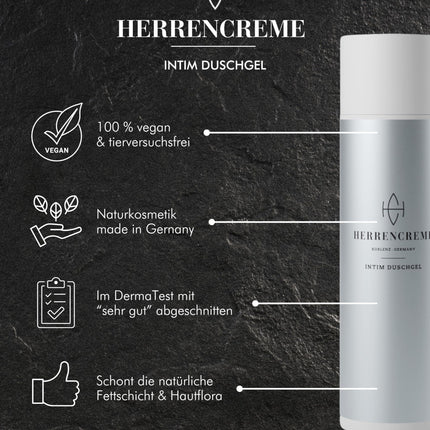 MEN'S CREAM Intimate Shower Gel for Men 200 ml | Wash Gel for Body &amp; Intimate Area | Gentle Care &amp; Cleansing | Men's Intimate Care Developed by a Urologist | Vegan &amp; Dermatologically Tested