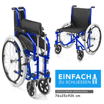 AIESI® Wheelchair Foldable lightweight self-propelled for disabled and elderly people AGILA EVOLUTION, Removable armrests and footrests, Safety belt, Inflation pump, 24-month warranty