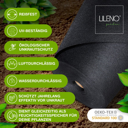 LILENO HOME Weed Control Fleece Garden Fleece Against Weeds 50m² [50 g/m²] - Garden Weed Control Film Water-Permeable - Tear-Resistant Weed Control Fleece - Weed Control Fleece UV-Resistant [1m x 50m]