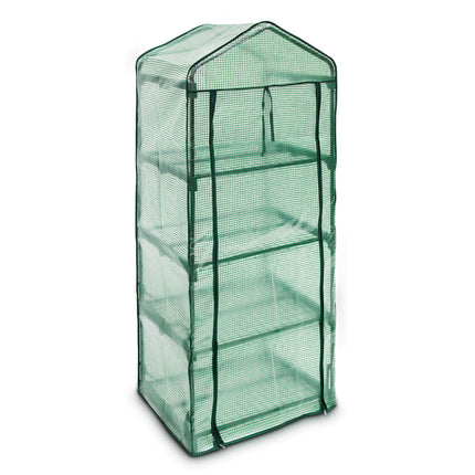 Relaxdays Polytunnel Greenhouse Balcony 158 x 70 x 50 cm HxWxD, 4 Shelves, Patio Grow House Space-Saving, Green