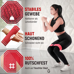 NEOLYMP Short Fabric Fitness Bands with Fitness Training Program E-Book - Washable Resistance Bands, Resistance Bands, Gymnastics Band, Fitness Band, Training Bands, Pull-Up Bands (Set of 5)