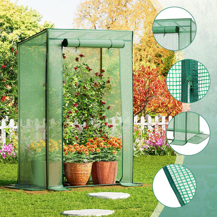LARMNEE Greenhouse, Tomato Greenhouse, Small Greenhouse, Plastic Greenhouse, Stable Tomato House, with PE Mesh Film and Roll-Up Door, 100 x 50 x 150 cm, Vegetables, Flowers, Garden, Green EGN15GH02G1