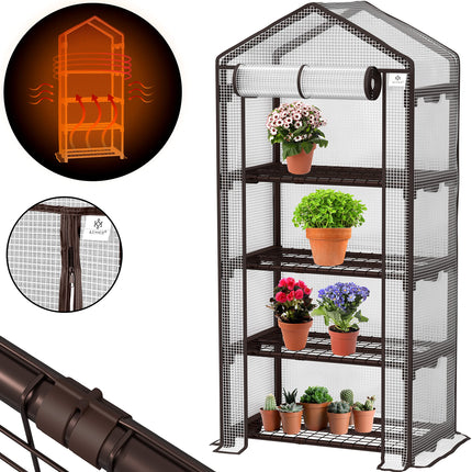 KESSER® Premium 4-tier greenhouse - 69 x 50 x 158 cm greenhouse with 4 shelves - space-saving, high-quality greenhouse for gardens and balconies, stable and easy to assemble