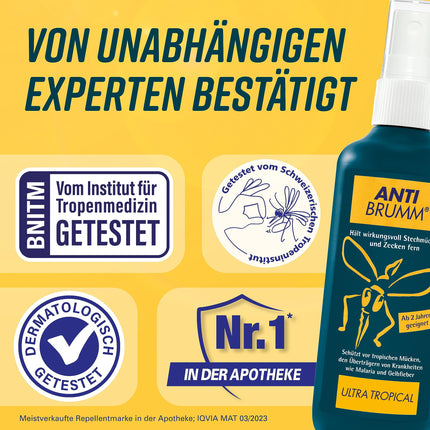Anti Brumm® Ultra Tropical | Highly effective mosquito spray against tropical mosquitoes | Mosquito protection on long-distance trips | Pump spray, 150 ml