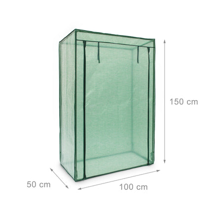 Relaxdays greenhouse for tomatoes 150 x 100 x 50 cm HxWxD, pitched roof plastic greenhouse with PE mesh film, green
