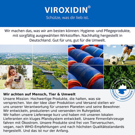 Viroxidin Hand Disinfectant - 500ml Eurodispenser Bottle - Virucidal - Kills 99% of bacteria - 83% Alcohol (Ethanol) - Rub-in Hand Disinfectant Against Bacteria, Viruses &amp; Fungi - 500ml (430g)