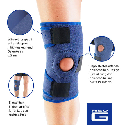 Neo-G Knee Support with Open Patella - Effective support for knee pain, arthritis, meniscus injuries &amp; runner's knee - Adjustable knee support for men and women, ideal for osteoarthritis