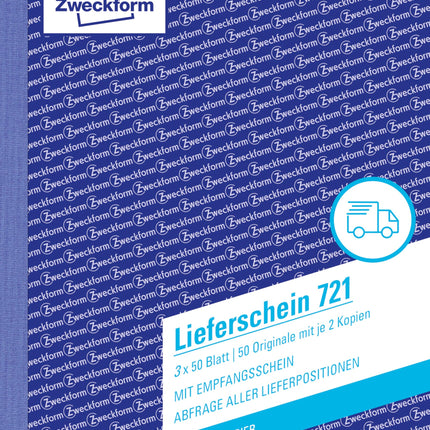 AVERY Zweckform 721 delivery notes (DIN A5, with 2 sheets of blue paper, with receipt, checked by legal experts, suitable for Germany and Austria, 3 x 50 sheets) white, yellow, pink