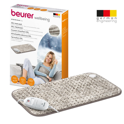Beurer heating pad HK 123 XXL Nordic, cuddly heat pad with 3 temperature settings and automatic switch-off, machine washable, made in Europe, XXL format 60 x 30 cm, fur look