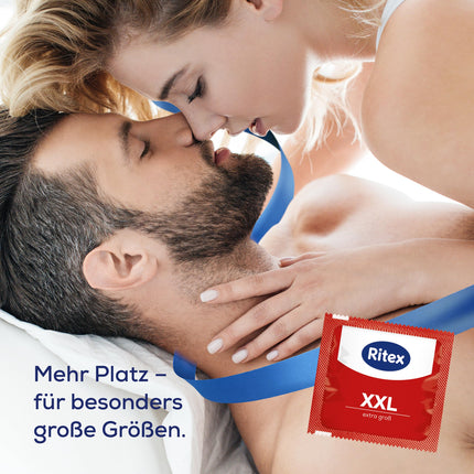 Ritex Condoms XXL – Extra large condoms (8 pieces) for more comfort and intense sensation, condoms with extra lubricant – vegan condoms, dermatologically tested, Made in Germany