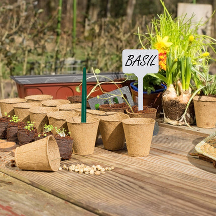 Relaxdays Growing Kit 131 Pieces, for Plants, Grow Box with Grow Pots, Transplanting Tool &amp; Plant Labels, Black