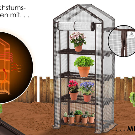 KESSER® Premium 4-tier greenhouse - 69 x 50 x 158 cm greenhouse with 4 shelves - space-saving, high-quality greenhouse for gardens and balconies, stable and easy to assemble