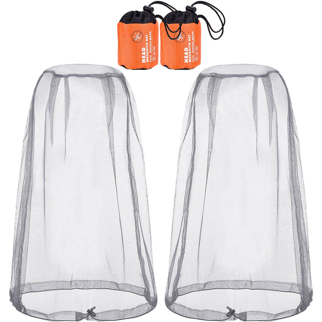 2 Pack Head Net Face Net Headgear for Outdoor Lovers, Protects Against Fly Screen, Mosquito, Midge and Other Flies (Regular Size, Gray)