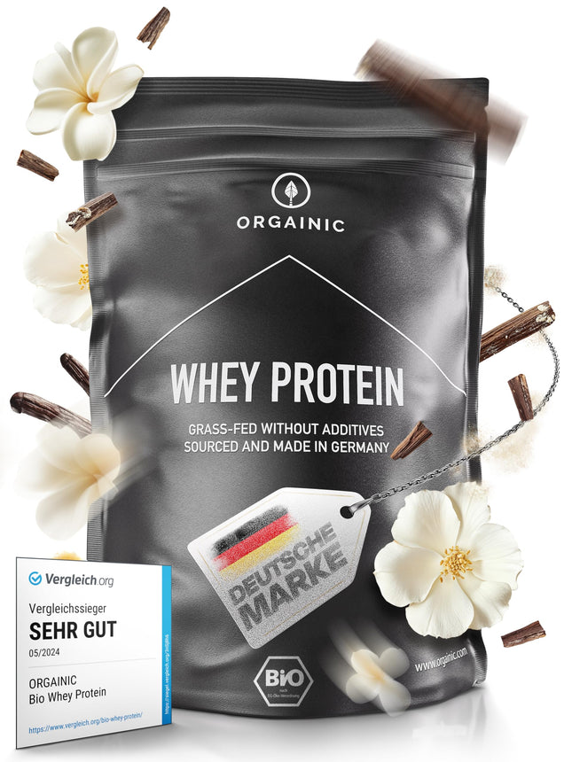 ORGAINIC Organic Vanilla Whey Protein - Certified Organic without Additives - Protein Powder from Germany - Grass-fed - 1000g
