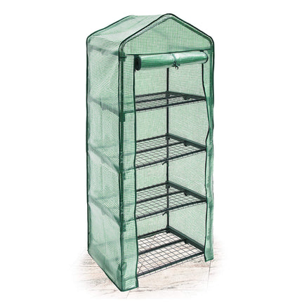 Relaxdays Polytunnel Greenhouse Balcony 158 x 70 x 50 cm HxWxD, 4 Shelves, Patio Grow House Space-Saving, Green