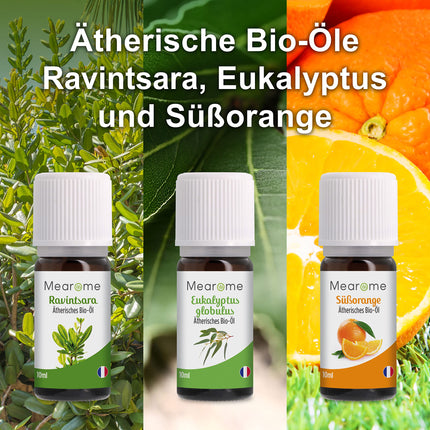 ESSENTIAL OILS SET ORGANIC-Certified Fragrance Oil Pure 100% Natural, Aroma Diffuser Ravintsara Lavendin Peppermint Oil Lemon Eucalyptus Oil Sweet Orange Oil Aromatherapy Gift Idea Massage Oils Gift Set