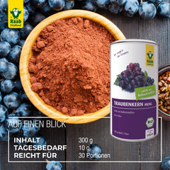Raab Vitalfood® Organic Grape Seed Flour Powder (300 g) - rich in fiber (60% fiber content), vegan, gluten-free, premium organic quality