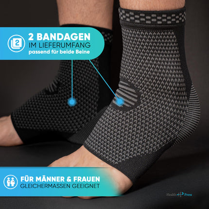 Health Press® Ankle Brace – Professional Support Stockings – Relief &amp; Stabilization of the Ankle – 2x Foot Brace, Size M – Medical Device – Supportive Ankle Brace – Compression Socks