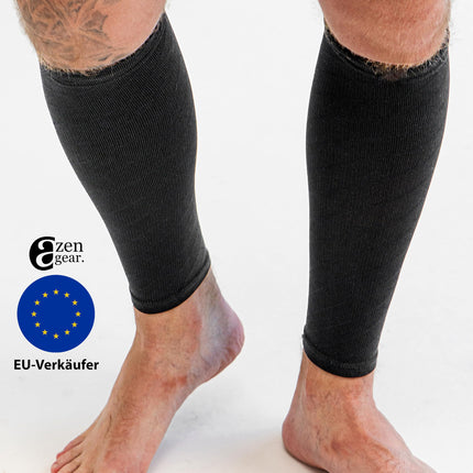 aZengear Calf Support for Men and Women, Footless Calf Compression Socks for Shin Splints and Cramps, Sports (Black L/XL)