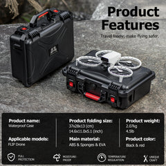 Portable Waterproof Hard Case for DJI Flip Fly More Combo, can hold 7 batteries, RC2/RC-N3 remote control, charging station, 65W charger, FLip drone and other accessories