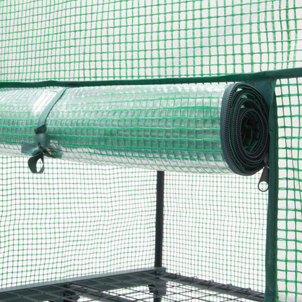 Relaxdays Polytunnel Greenhouse Balcony 158 x 70 x 50 cm HxWxD, 4 Shelves, Patio Grow House Space-Saving, Green
