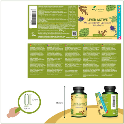 Liver Complex Vegavero® | Milk Thistle, Artichoke, Dandelion, Choline &amp; Chicory | With Silymarin &amp; Cynarin | High-dose extracts | Liver &amp; Lipid Metabolism* | Vegan &amp; No Additives | 120 Capsules