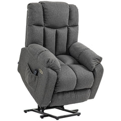 HOMCOM TV Chair with Stand-Up Aid, Electric Adjustable, Recliner Chair with Reclining Function, TV Chair with Remote Control, 2 Side Pockets and Footrest, USB Port, Dark Grey