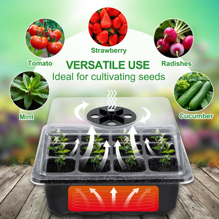 Indoor greenhouse growing box, 3 pieces greenhouse growing tray pots, seedling starter trays adjustable humidity for germination growing