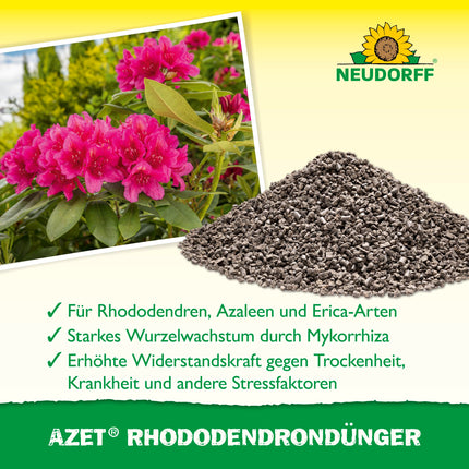 Neudorff Azet Rhododendron Fertilizer – Organic rhododendron fertilizer with mycorrhiza ensures colorful and magnificent blooms with a 3-month long-term effect, 1 kg