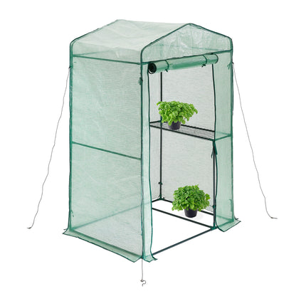 Relaxdays Polytunnel Greenhouse, HxWxD: 185 x 125 x 95 cm, Walk-in Growhouse with Shelf, Iron &amp; PE, Zipper, Green