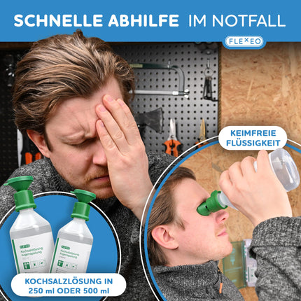 Eyewash 250ml NaCl 0.9 saline solution - eyewash bottle - eye wash - eye shower - sterile eyewash solution - eyewash with saline solution - eye bath