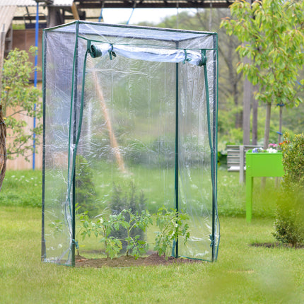 Relaxdays Tomato Greenhouse, Garden &amp; Balcony, Plastic Greenhouse for Tomatoes, HxWxD: 150x100x50 cm, Steel &amp; PE Film, Green